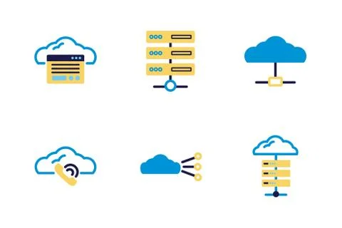 Bundle of cloud computing lineal colors style icons 스톡 일러스트