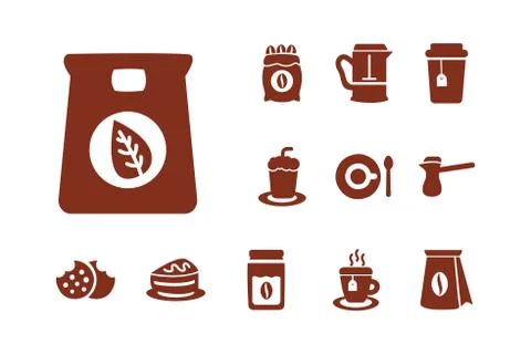 Bundle of coffee and tea silhouette style icon Stock Illustration