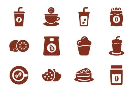 Bundle of coffee and tea silhouette style icon Stock Illustration