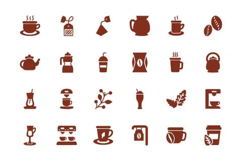 Bundle of coffee and tea silhouette style icon Stock Illustration