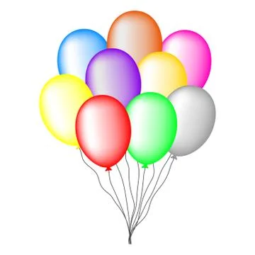 Bundle of Colored Balloons isolated on white background. Vector. Illustrazione stock