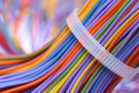 Bundle of colored electric cables Stock Photos