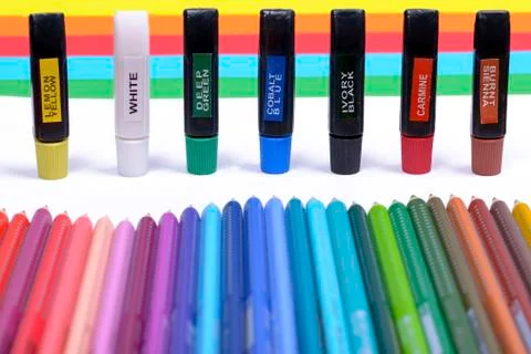 Bundle of Colored Pencils Stock Photos