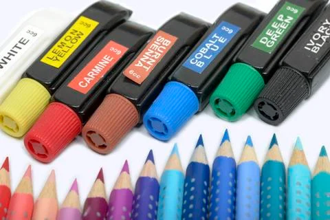 Bundle of Colored Pencils Stock Photos