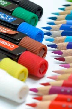 Bundle of Colored Pencils Stock Photos