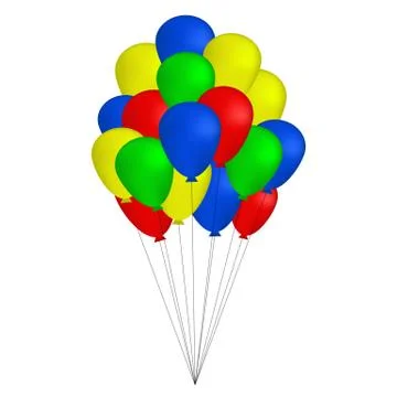 Bundle of colorful balloons isolated on white background, vector Stock-Illustration