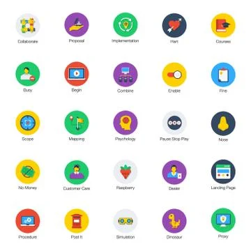 Bundle Of Colorful Flat Icons Illustrazione stock