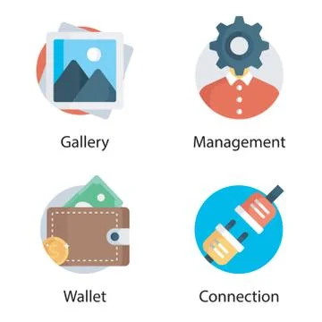 Bundle Of Colorful Flat Icons Illustrazione stock