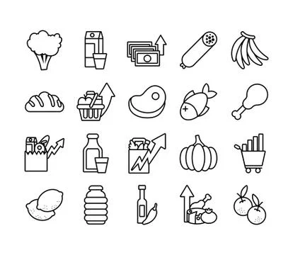Bundle of commodity basket icons 스톡 일러스트