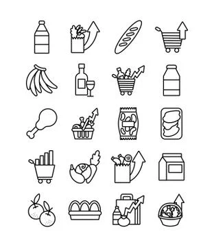 Bundle of commodity basket icons Stock Illustration