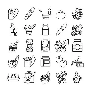 Bundle of commodity basket icons Stock Illustration