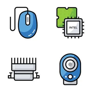 Bundle Of Computer Hardware Icons 스톡 일러스트
