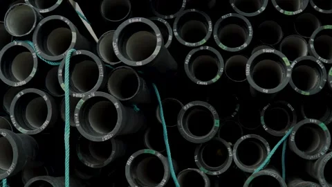 Bundle of Construction Pipes at Warehouse Stock Footage 339077481
