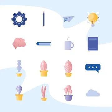 Bundle of creative elements set icons Stock Illustration