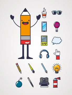 Bundle of creativity set icons Illustrazione stock