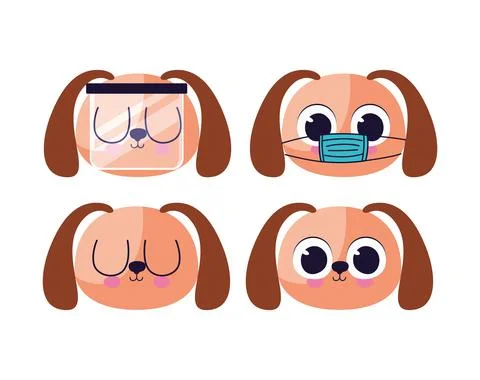 Bundle of cute doggys stickers Stock Illustration