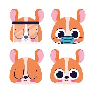 Bundle of cute dogs stickers Illustrazione stock
