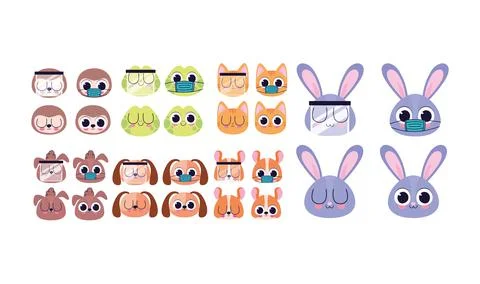 Bundle of cute pet stickers Stock Illustration