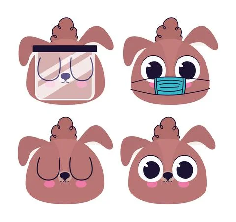 Bundle of cute puppys stickers Illustrazione stock