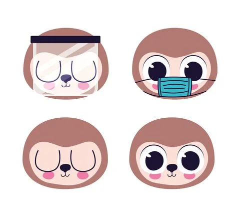 Bundle of cute sloths stickers Illustrazione stock