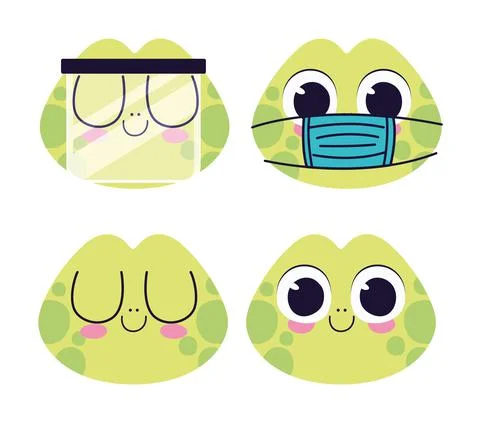 Bundle of cute turtles stickers Stock Illustration