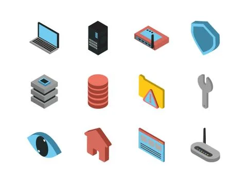 Bundle of data server set icons Stockillustratie
