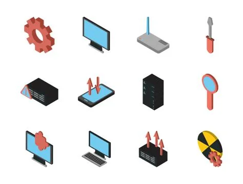 Bundle of data server set icons Stockillustratie