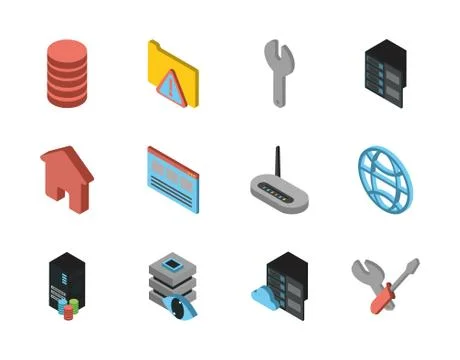 Bundle of data server set icons Ilustración de archivo