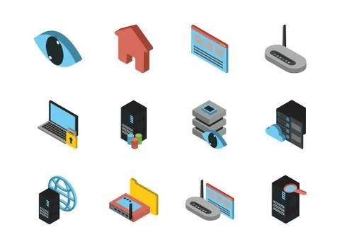 Bundle of data server set icons Ilustración de archivo