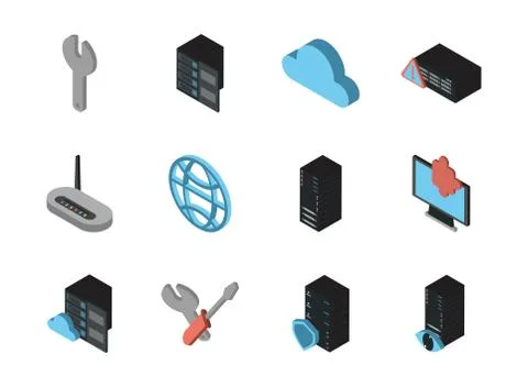 Bundle of data server set icons Ilustración de archivo