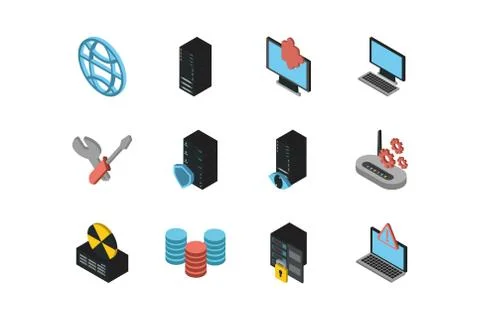 Bundle of data server set icons Ilustración de archivo