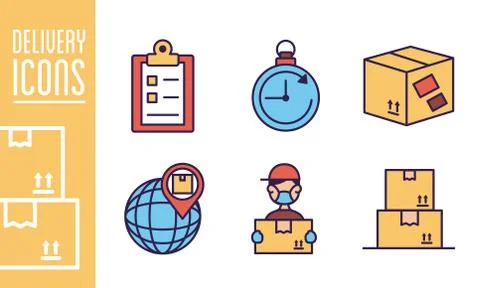 Bundle of delivery service icons Stock Illustration