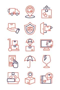 Bundle of delivery service icons Stock Illustration