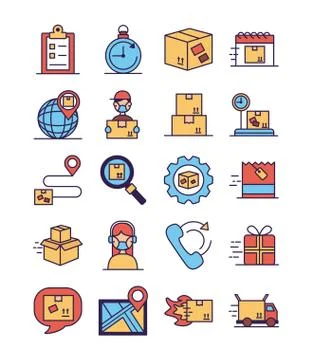 Bundle of delivery service icons Stock Illustration