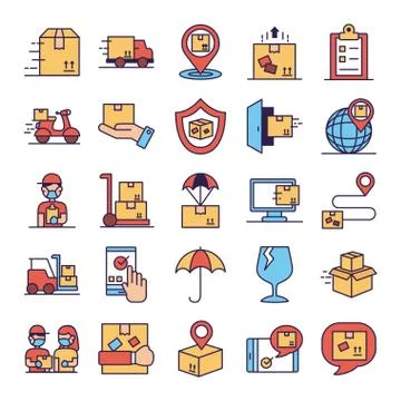 Bundle of delivery service icons Stock Illustration