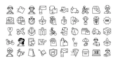Bundle of delivery service icons Stock Illustration