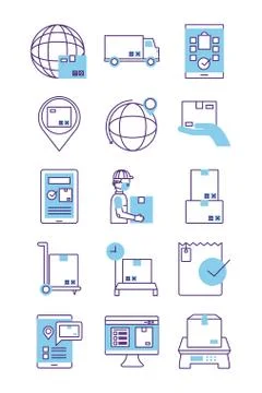 Bundle of delivery service icons Stock Illustration
