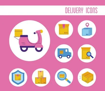 Bundle of delivery service icons Stock Illustration