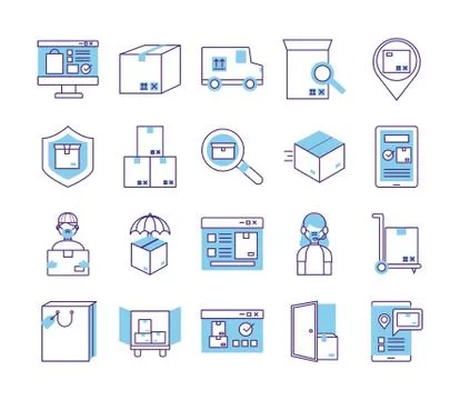 Bundle of delivery service icons Stock Illustration