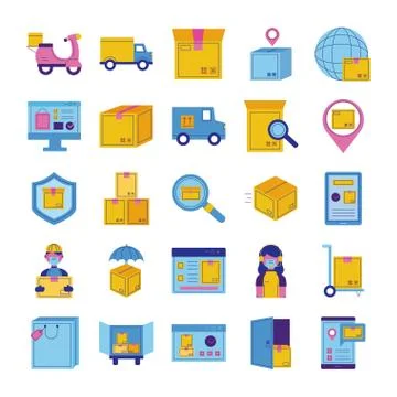 Bundle of delivery service icons Stock Illustration