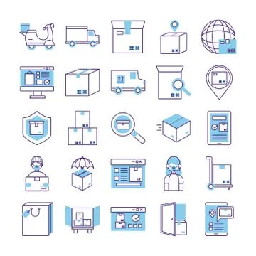 Bundle of delivery service icons Stock Illustration