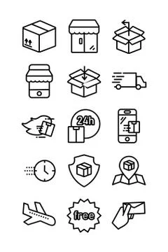 Bundle of delivery set icons Stockillustratie