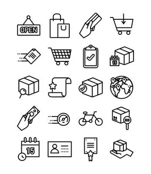 Bundle of delivery set icons Stock Illustration