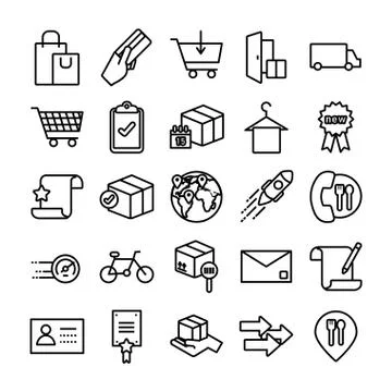 Bundle of delivery set icons Stockillustratie