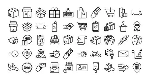 Bundle of delivery set icons Stockillustratie
