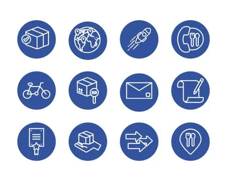 Bundle of delivery set icons Illustrazione stock