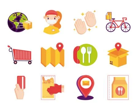 Bundle of delivery set icons Stockillustratie
