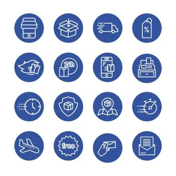 Bundle of delivery set icons Stockillustratie