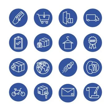 Bundle of delivery set icons Illustrazione stock