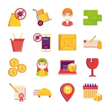 Bundle of delivery set icons Stockillustratie